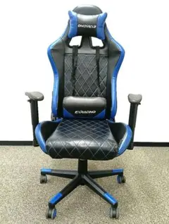 ※EXRACING ゲーミングチェア 青　黒/中古