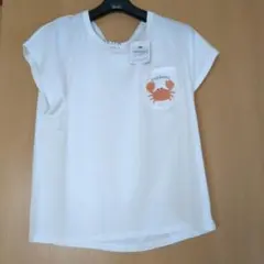新品Bleu Bleuet カニ刺繍ポケットTシャツ ホワイトＦのサムネイル