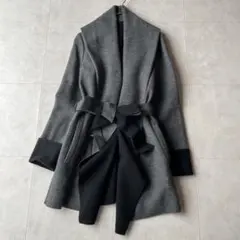 美品 Pinky&Dianne ウールガウンコート フード　羽織　グレー 36