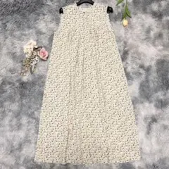 美品♡Le pivot 総柄 ノースリーブ ワンピース F ベージュ 日本製