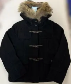 新品タグ付き ポンポネット ファー付き　ダッフル風コート ブラック 160