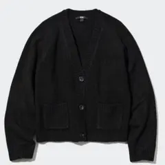 UNIQLOスフレヤーン ショートカーディガン S 長袖 黒