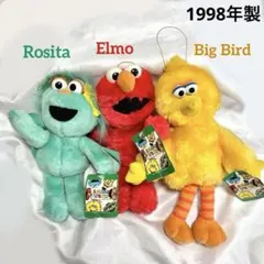 1998年 セサミストリート エルモ ロジータ ビッグバード ぬいぐるみ タグ付のサムネイル
