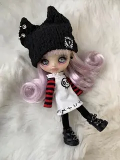 プチブライス ピンクのウサギさんのかぶりもの アウトフィット 帽子