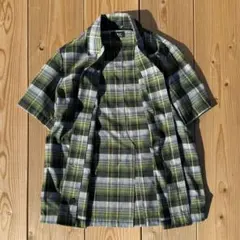 ◆ タグ付き新品　A.P.C. 半袖開襟グリーンチェックシャツ　アーペーセー
