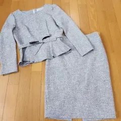 グレー系ペプラムセレモニースーツ（リボン付き）