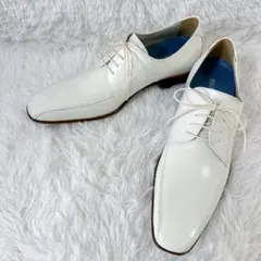 【極美品】 BENIR 新郎 ホワイト ドレスシューズ 25.5cm 結婚式