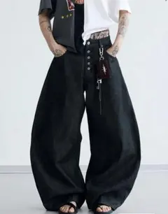 【peoplesense】リジットデニム　2XL ワイドシルエット　ブラック　黒 peoplesense】リジットデニム 2XL ワイドシルエット ブラック 黒