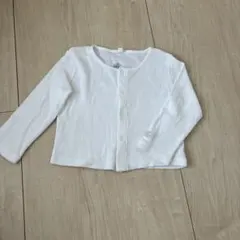 オーガニックコットン ホワイト カーディガン 12/74cm