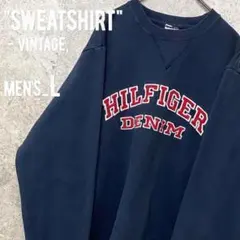 レア90s《トミーヒルフィガーデニム》刺繍スウェットトレーナー/メンズL