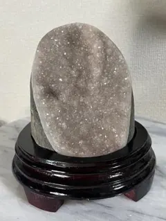 カルサイト共生 アメジスト ドーム 台座付き 0.8kg 紫水晶 方解石