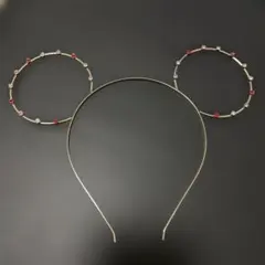 ディズニー Disney ミッキー型カチューシャ（金色、ビーズ付き）