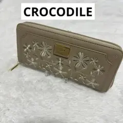 【新品未使用】CROCODILE 花柄刺繍 長財布 ベージュのサムネイル