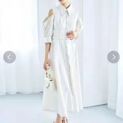 dazzlinオープンショルダーデニムステッチワンピース