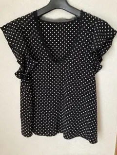 TO BE CHIC ドット柄 半袖ブラウス リボンディテール ブラック 40 