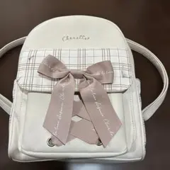 リボン付きチェック柄リュック