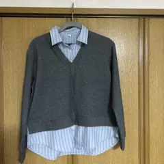 GU M グレー Vネック レイヤード