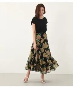 花柄フレアロングスカート　リエンダ