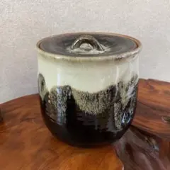【美品】水指　水差　陶器　陶印あり　茶道具　蓋付き　器　壺　抹茶のサムネイル