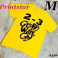 Printstar 반소매 프린트 티셔츠 빈티지 라이크 옐로우 M