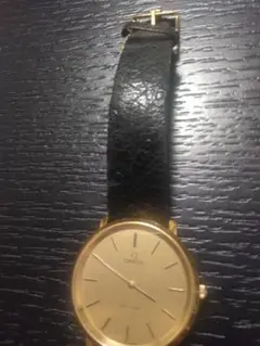 稼動中　オメガ デビル メンズ 手巻き時計 ゴールド文字盤 純正尾錠