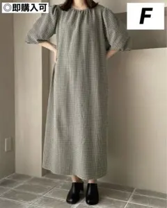 LOWRYS FARM ローリーズファーム　チェックバルーンスリーブワンピース