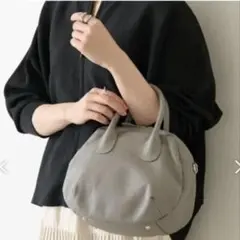 BEARDSLEY 《本革》ラウンドミニボストンバック　グレーのサムネイル