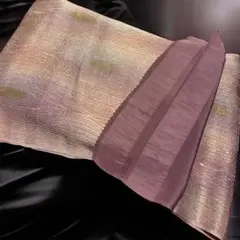 紅藤色と抹茶色グラデーション ツヤ 光沢帯揚げ