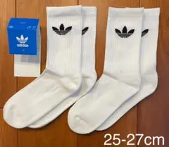 新品　アディダス　M(25-27cm)トレフォイル　クルーソックス　白2足セット