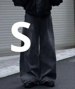 SINSS Two tuck wide flare denim ブラック デニム