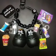 ブラックおばけ仲良しお菓子いっぱいじゃらじゃらキーホルダー