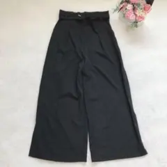 グレイル カジュアルパンツ レディース ボトム ワイド ハイウエスト ベルト 黒のサムネイル