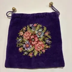 FEELER 花柄刺繍 ポーチ 紫色