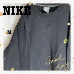 90s 古着NIKEナイキワンポイントロゴ刺繍ブラックM古着男子古着女子