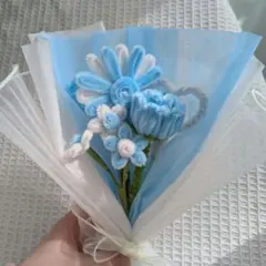 モールフラワーブーケ（水色と白）