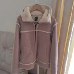 フリースジャケット XL　アイボリーフード付き