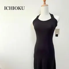 ICHIOKU　イチオク　ホルターネックロングワンピース　ブラック　メニーライン