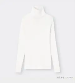 GU スタイルヒートリブタートルネックT(長袖)オフホワイト　Sサイズ