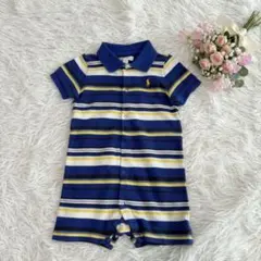 美品　ラルフローレン ベビー ボーダー ポロロンパース ショートオール 12M