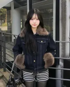 emmy 2WAYファータッチデニムジャケット　新品