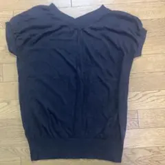 DHC サマーセーター ブラック　黒　L サマーニット　Vネック　短め半袖