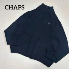 CHAPS ブラック ハーフジップ コットンニットセーター
