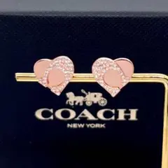 美品✨ coach コーチ ピアス ハート ピンクゴールド ラインストーン 箱