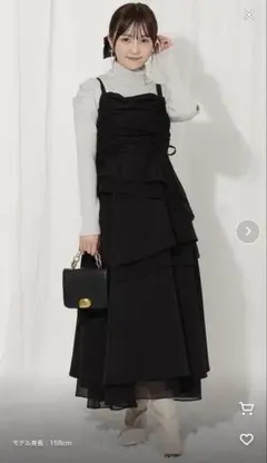 ウィルセレクション　タグ付き未使用☆ ティアードギャザーキャミワンピース　黒