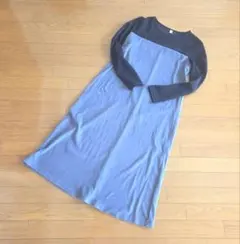 ロングワンピース　マキシ丈　大きめ　切り替え　体型カバー　バイカラー