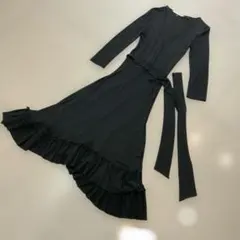 DIANEVONFURSTENBERG ブラック　長袖ラップワンピース