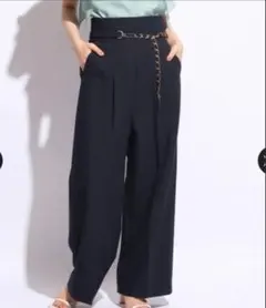 （新品タグ付き）Mystrada ネイビー ワイドパンツ チェーン付き
