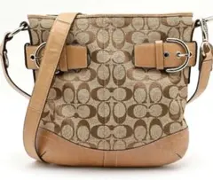 COACH コーチ シグネチャー 斜め掛け ショルダーバッグ キャンバス×レザー