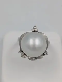 パールリング Pt900 真珠 ダイヤモンド