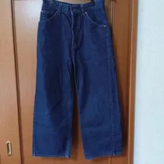 ユニクロ ダークブルーワイドレッグデニムパンツ